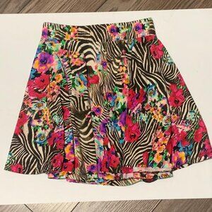Buttery Soft Skater Skirt – Floral + Animal Print – Size S